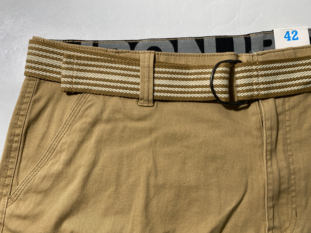 NEW Mens Size 42 Iron Co. Cargo Short Cotton Blend 9"I W/ Cloth Belt Boardwalk