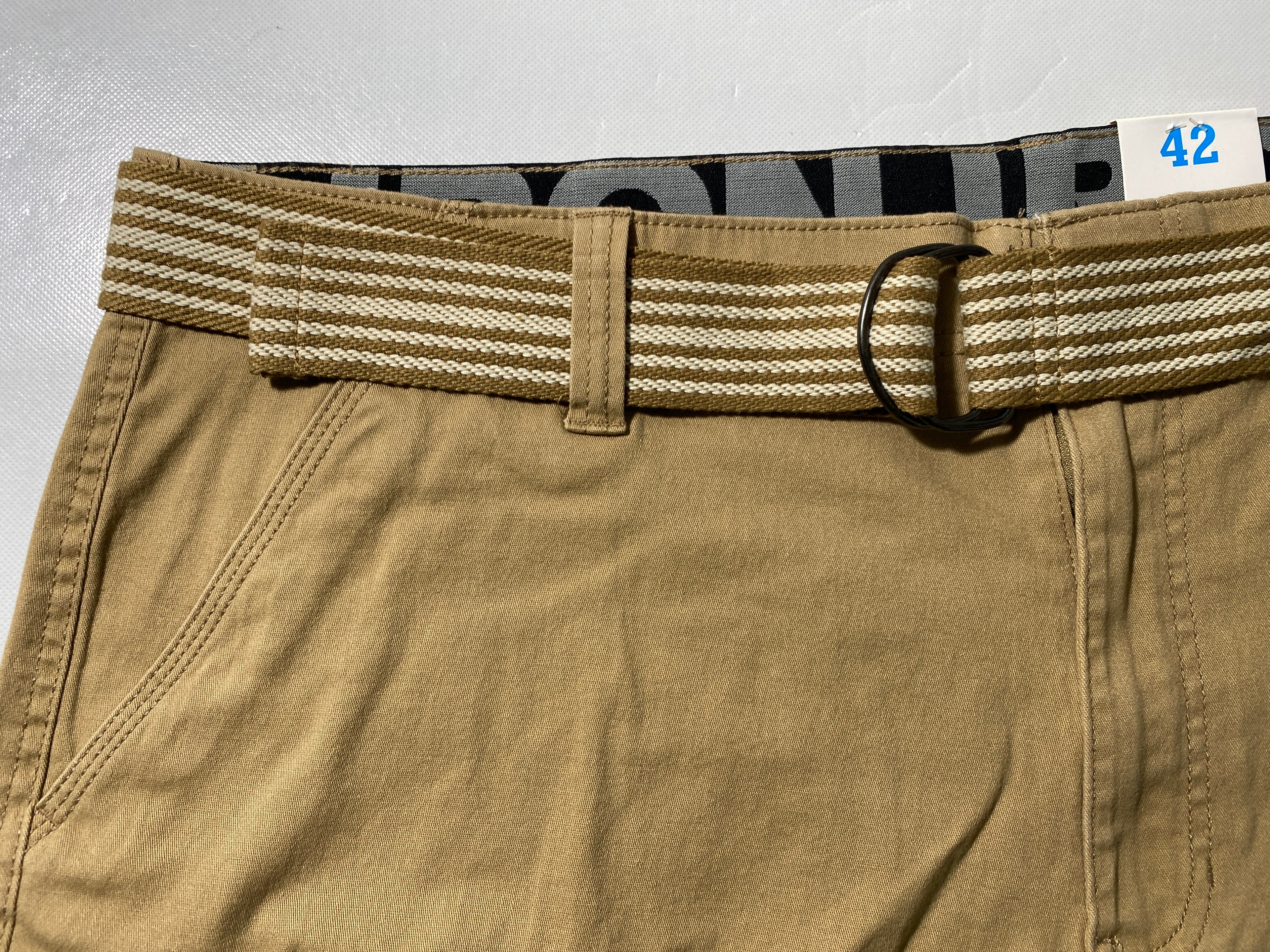 NEW Mens Size 42 Iron Co. Cargo Short Cotton Blend 9"I W/ Cloth Belt Boardwalk