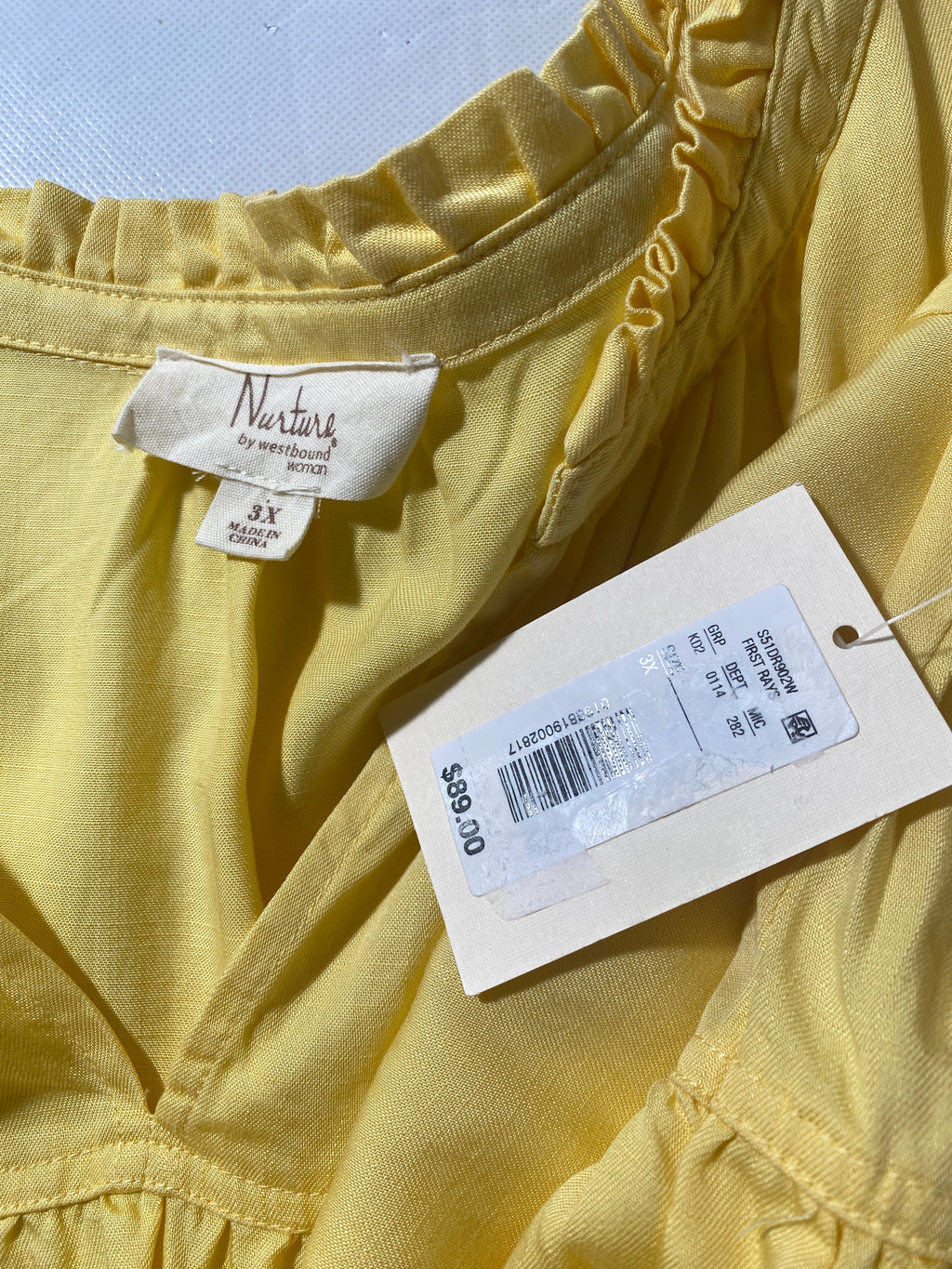 NEW Plus Size 3X Nurture by Westbound 3/4 Sleeve Tiered Short Dress Yellow $89
