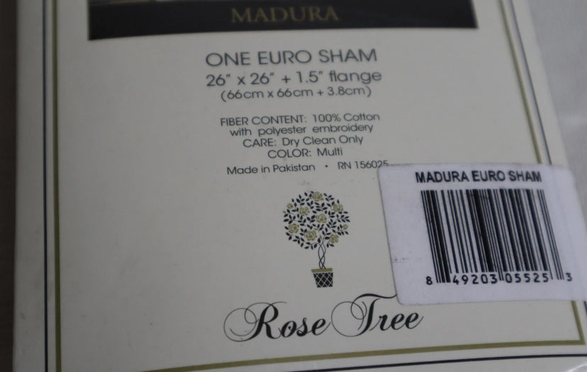 NWT NEW ROSE TREE EURO Sham Madura Gray Cotton MSRP: $79