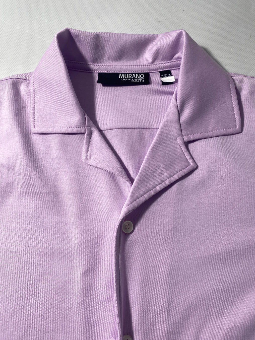 NEW Size S Mens Murano Short Sleeve Button Front Shirt Slim Fit Cotton Lilac $80