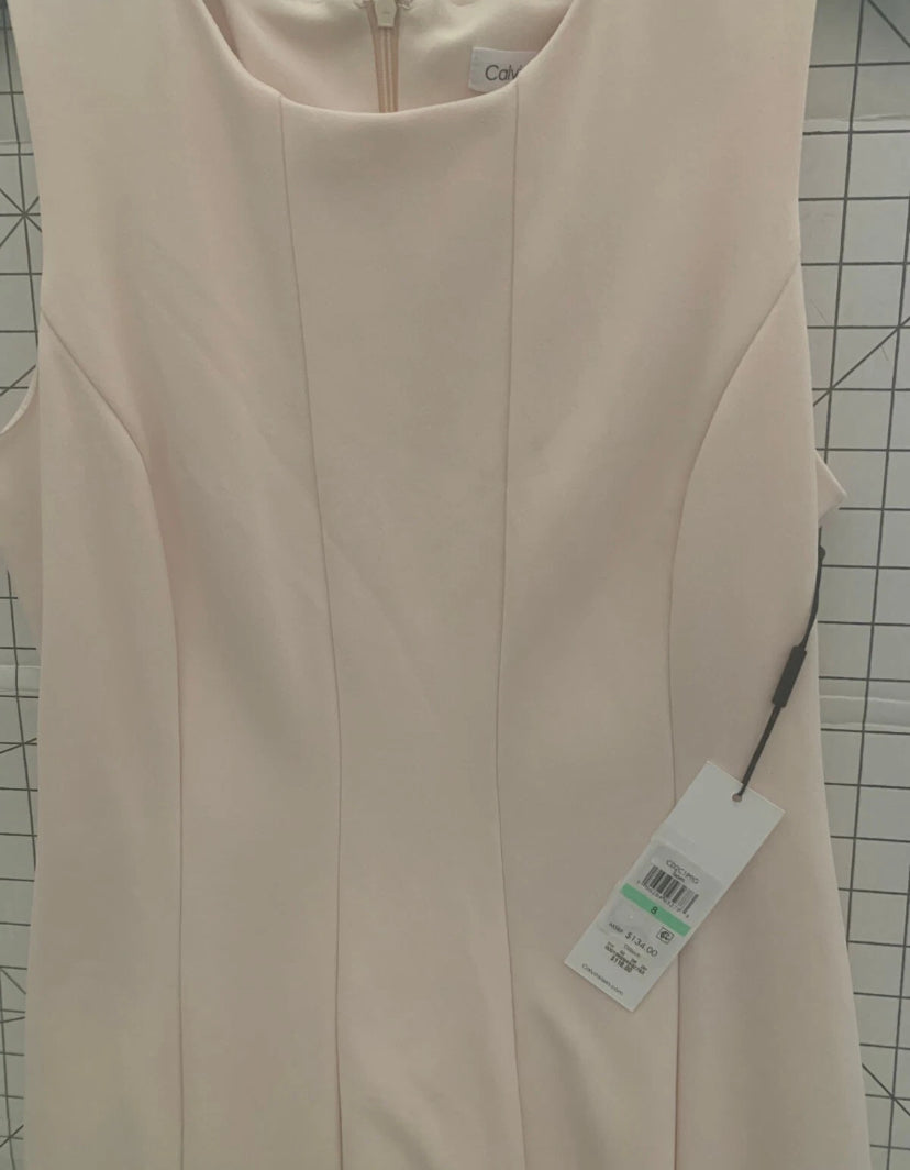 NEW Size 8 Women's Calvin Klein Sleeveless Knee Sheath Lined Dress Pink $134.00