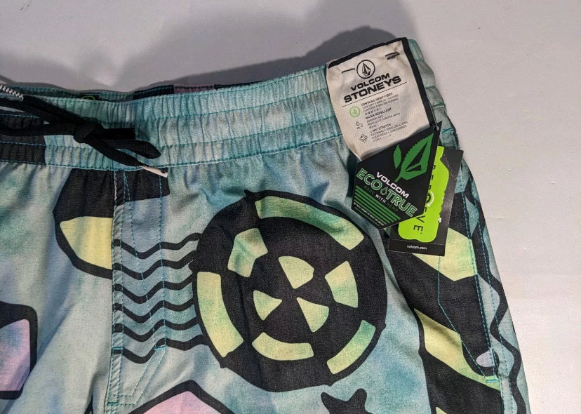 NEW SIZE XL Mens Volcom Boardshorts Polyester 17" Length Chlorine Stoney Trunk