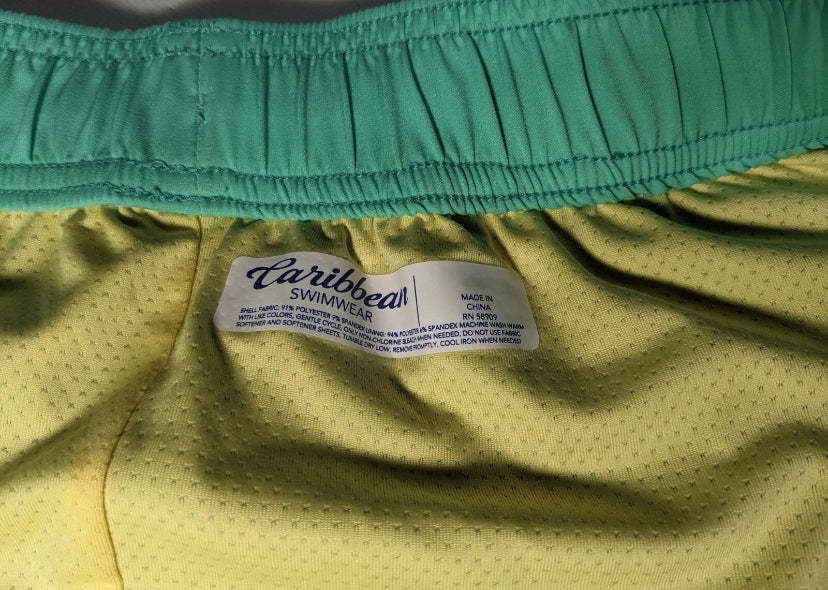 NEW Big Mens 4XB Roundtree & Yorke Caribbean Swim Trunks Quick Dry 6"I Aqua