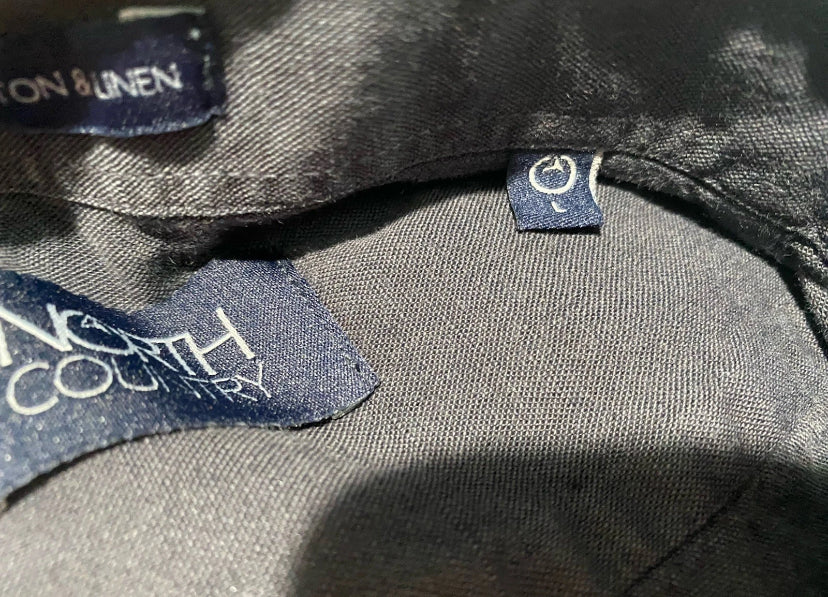 NEW-Size L Mens North Country Long Sleeve Button Down Shirt Linen Dark Navy