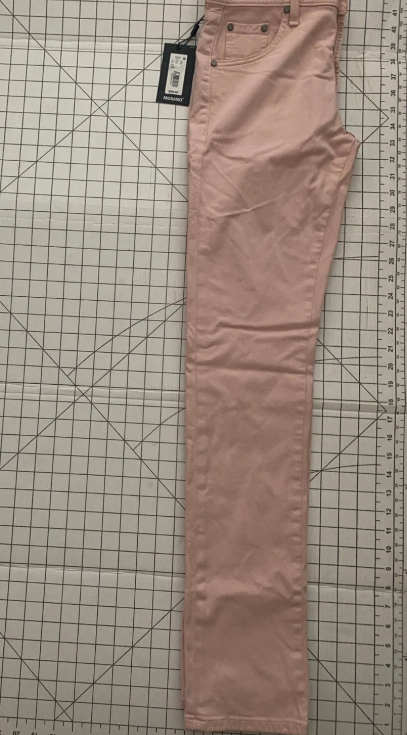 NEW 30 x 34 Mens Murano Avant Garden Evan Extra Slim Fit Flat Pants Peach $90