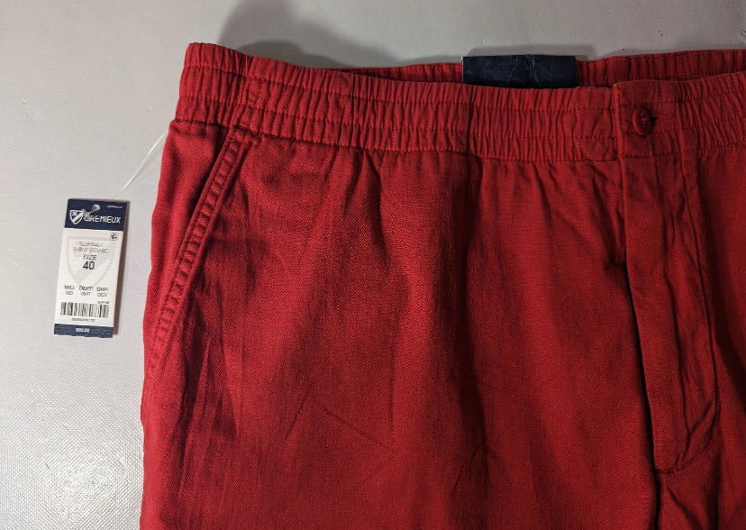 NEW Size 40 Men's Cremieux Atlantic Khaki Shorts 6" Inseam Drawstring Burnt Red