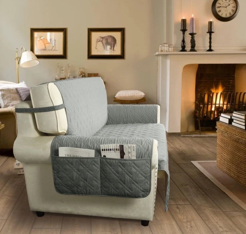 NEW- RBSC Home 46" Couch Cover Dark Grey Waterproof Slipcover For Leather Sofa
