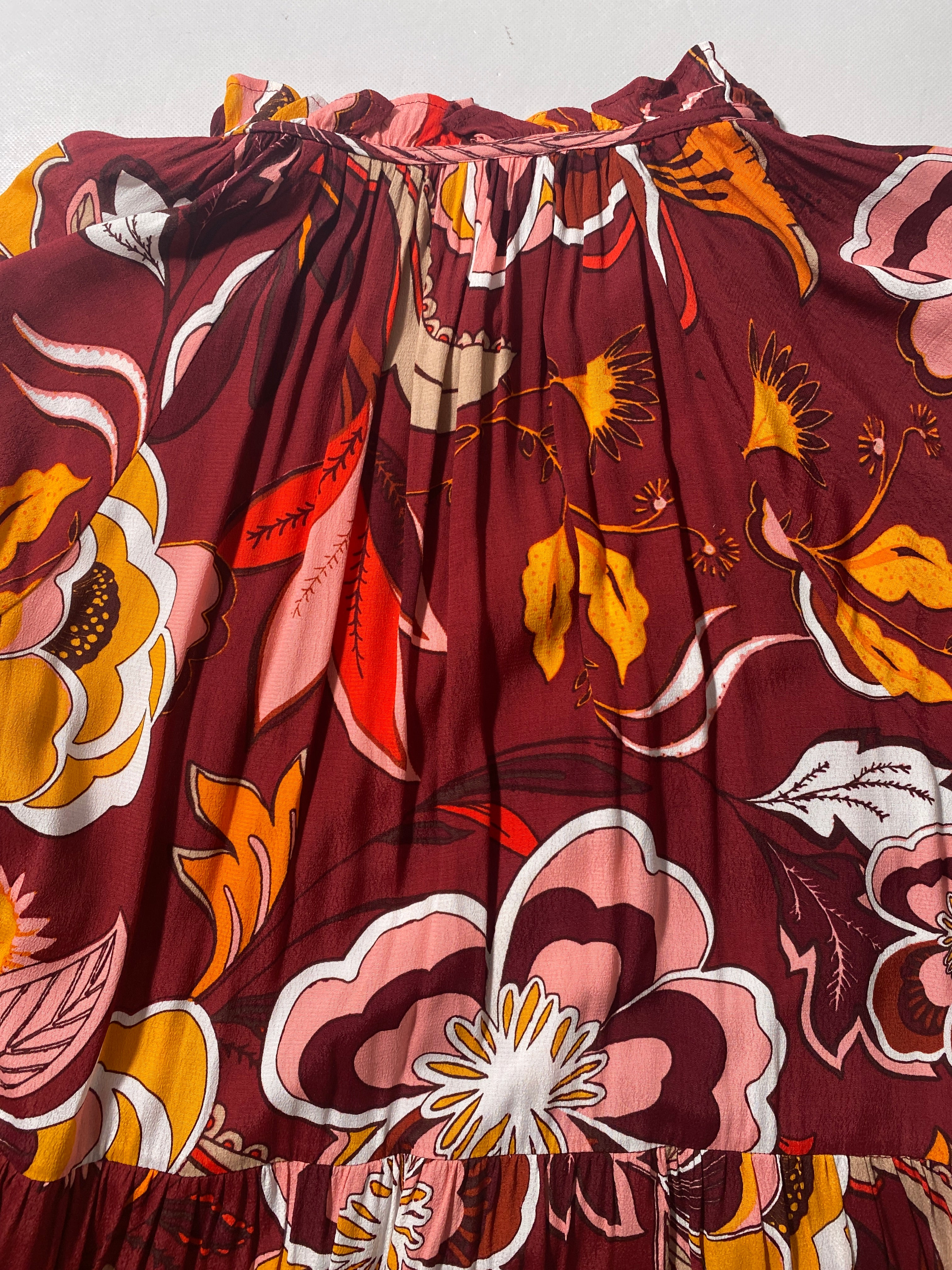 NEW Size M Womens Gibson & Latimer  Long Sleeve Burgundy Floral  Dress $99