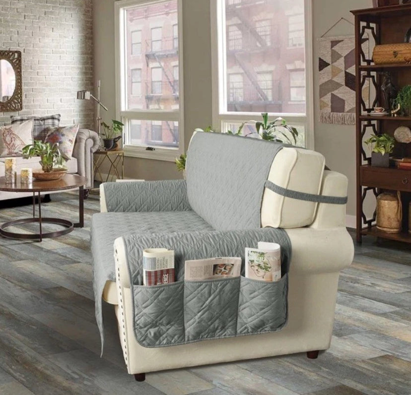 NEW- RBSC Home 46" Couch Cover Dark Grey Waterproof Slipcover For Leather Sofa