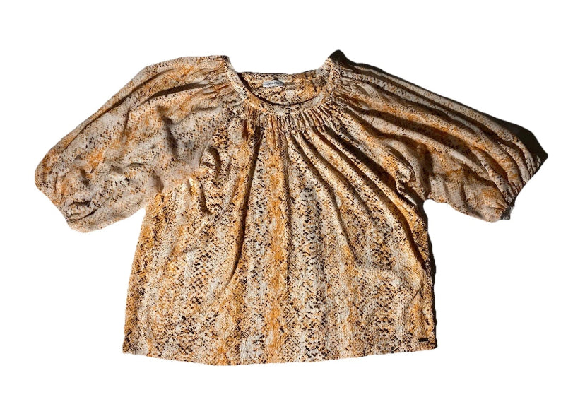 NEW Plus Size 3X Calvin Klein Snakeskin Scoop Neck 3/4 Raglan Sleeve Blouse $80