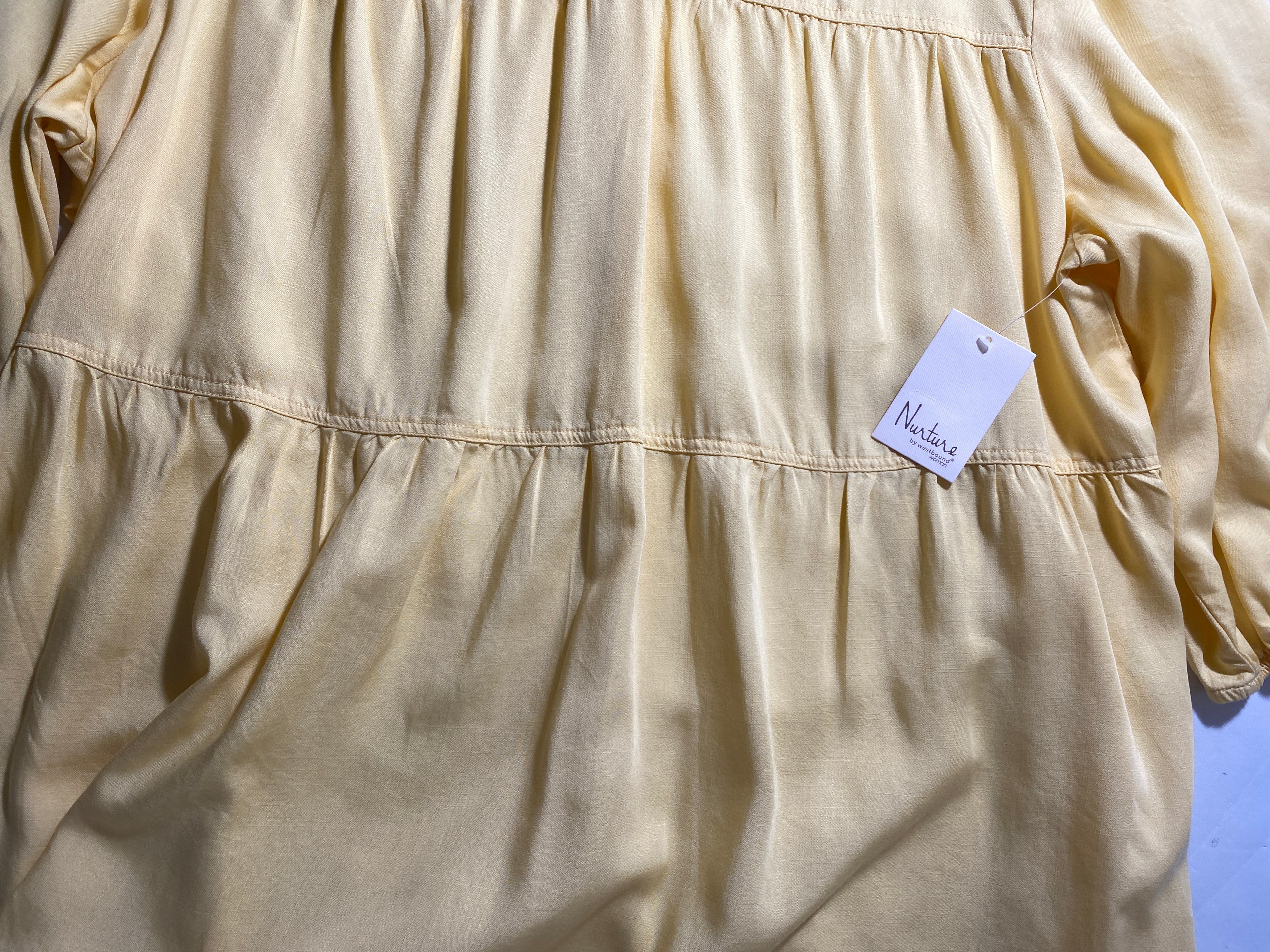 NEW Plus Size 3X Nurture by Westbound 3/4 Sleeve Tiered Short Dress Yellow $89