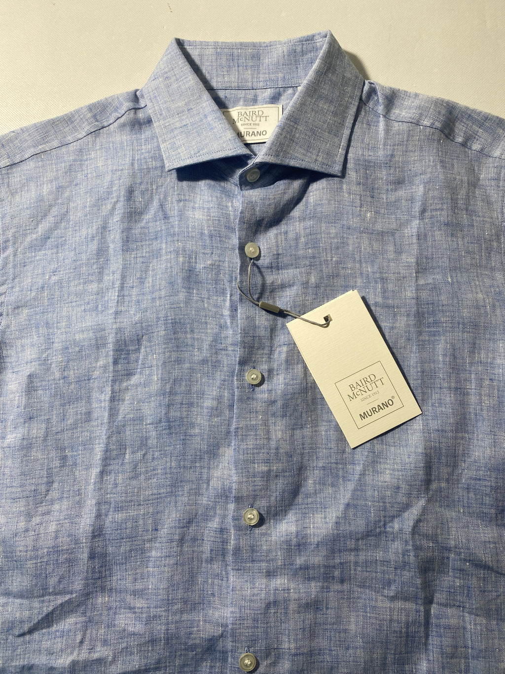 NEW Size S Mens Murano Short Sleeve Button Down Shirt Baird McNutt Linen Blue