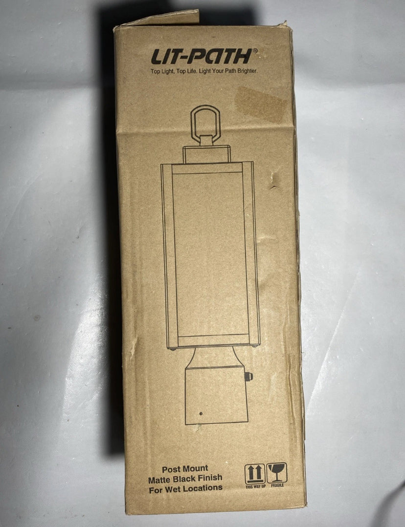 NEW- Lit-Path Outdoor Post Lighting Light Fixture E26 Base Matte Black