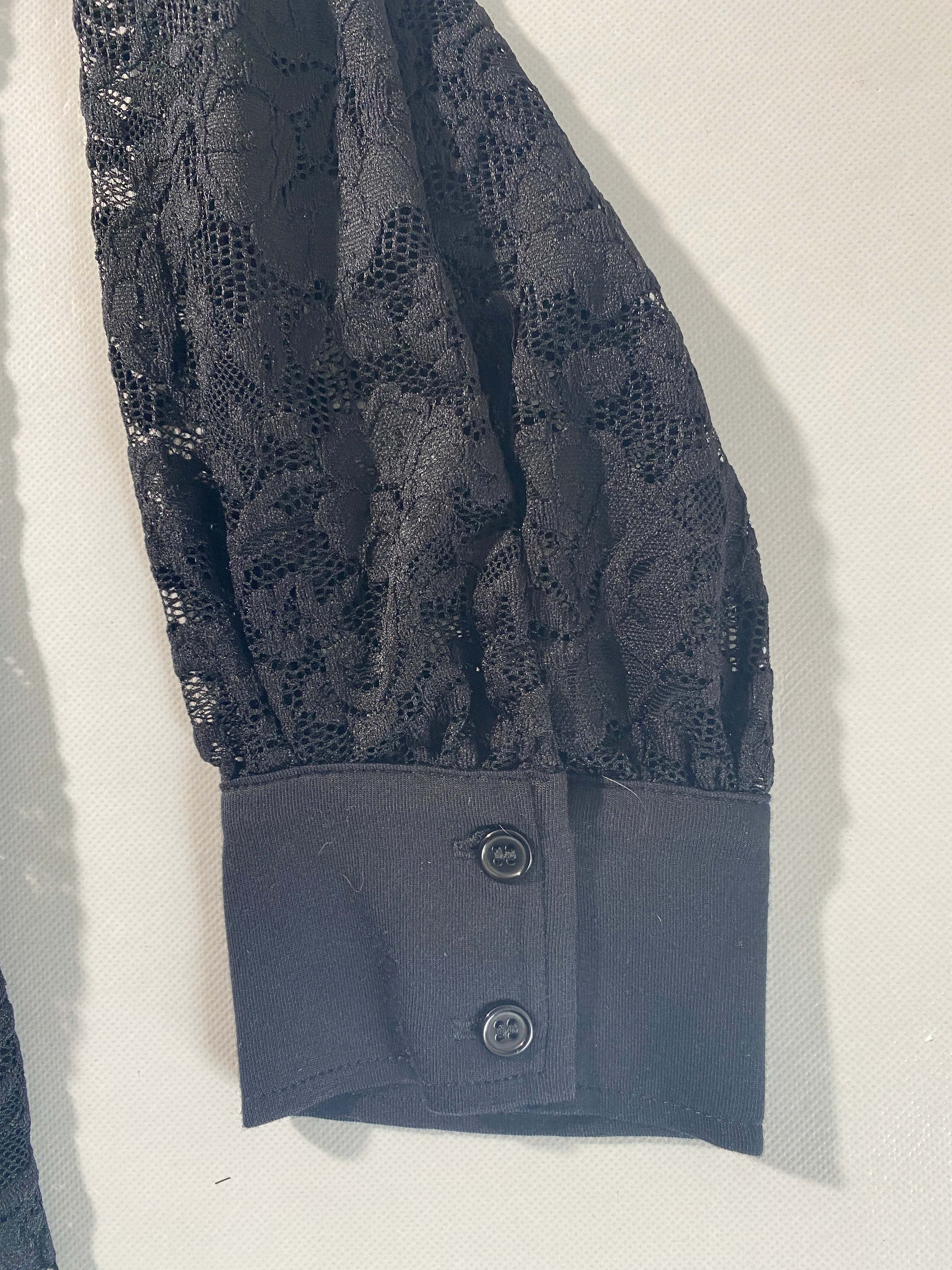 NEW Plus Size 1X Vince Camuto Black Floral Lace Button Front Black Blouse $109