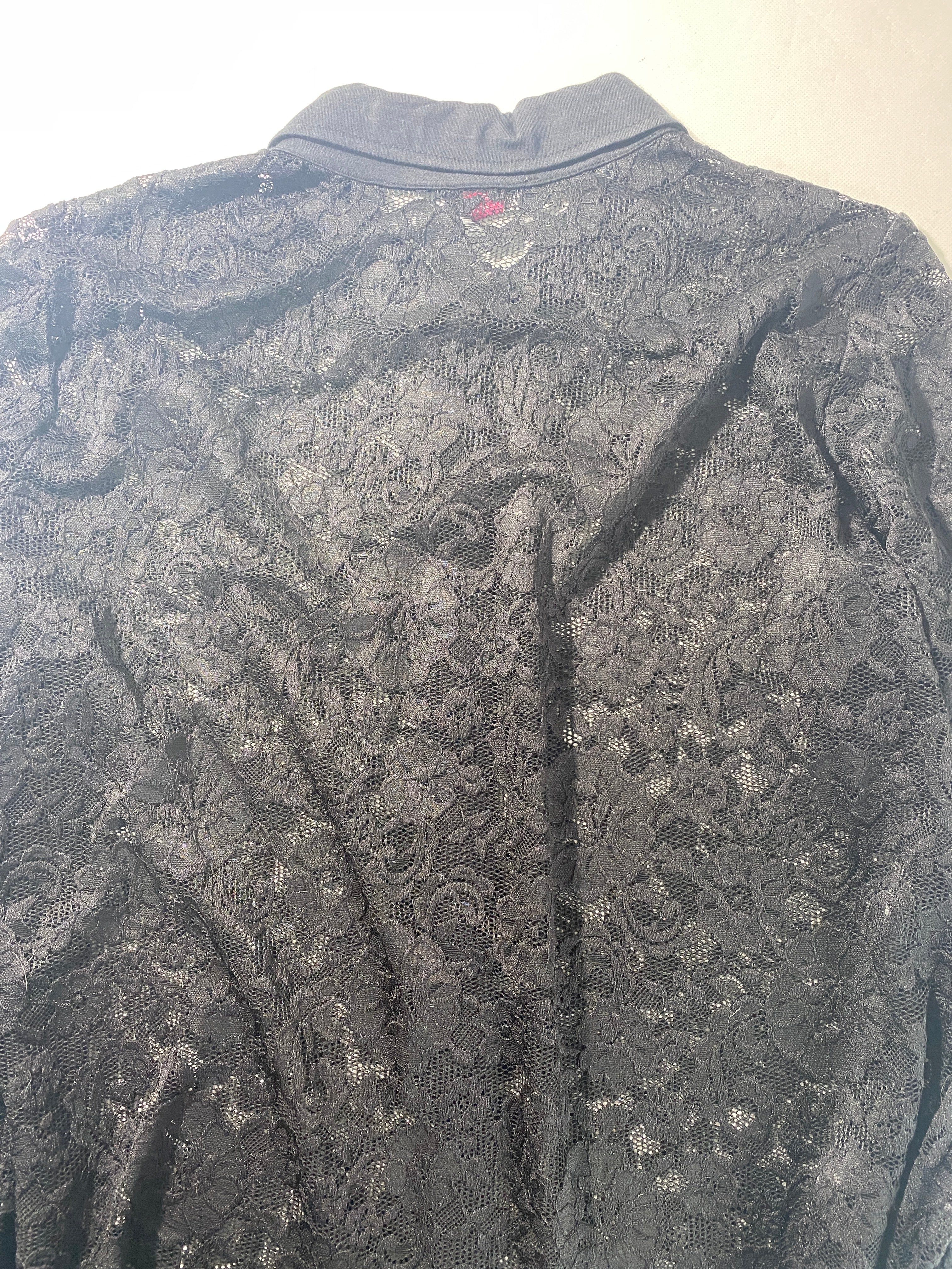 NEW Plus Size 1X Vince Camuto Black Floral Lace Button Front Black Blouse $109
