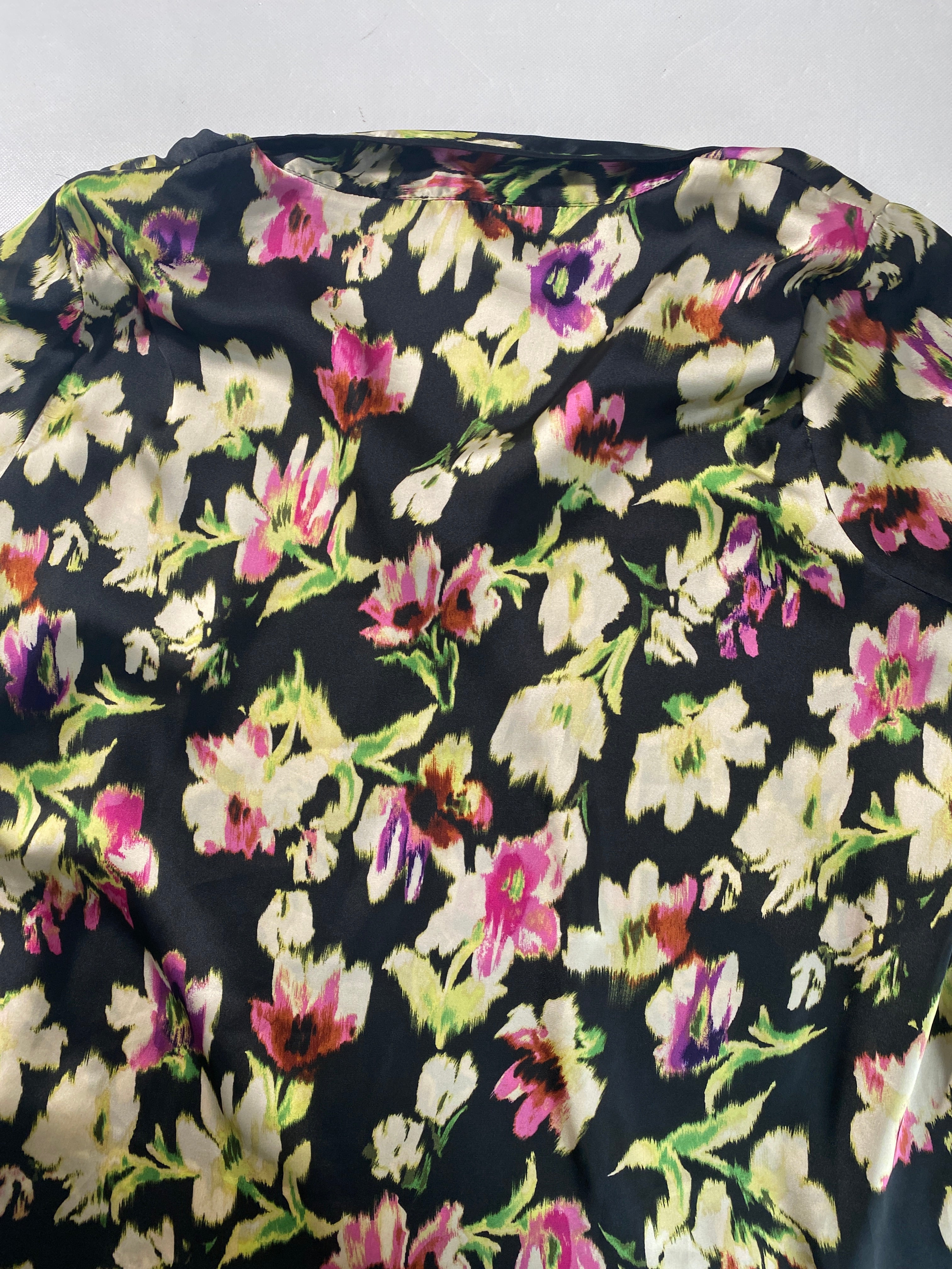 NEW Women's Size L Vince Camuto Paradise Chic Black Floral-Print Blouse $89