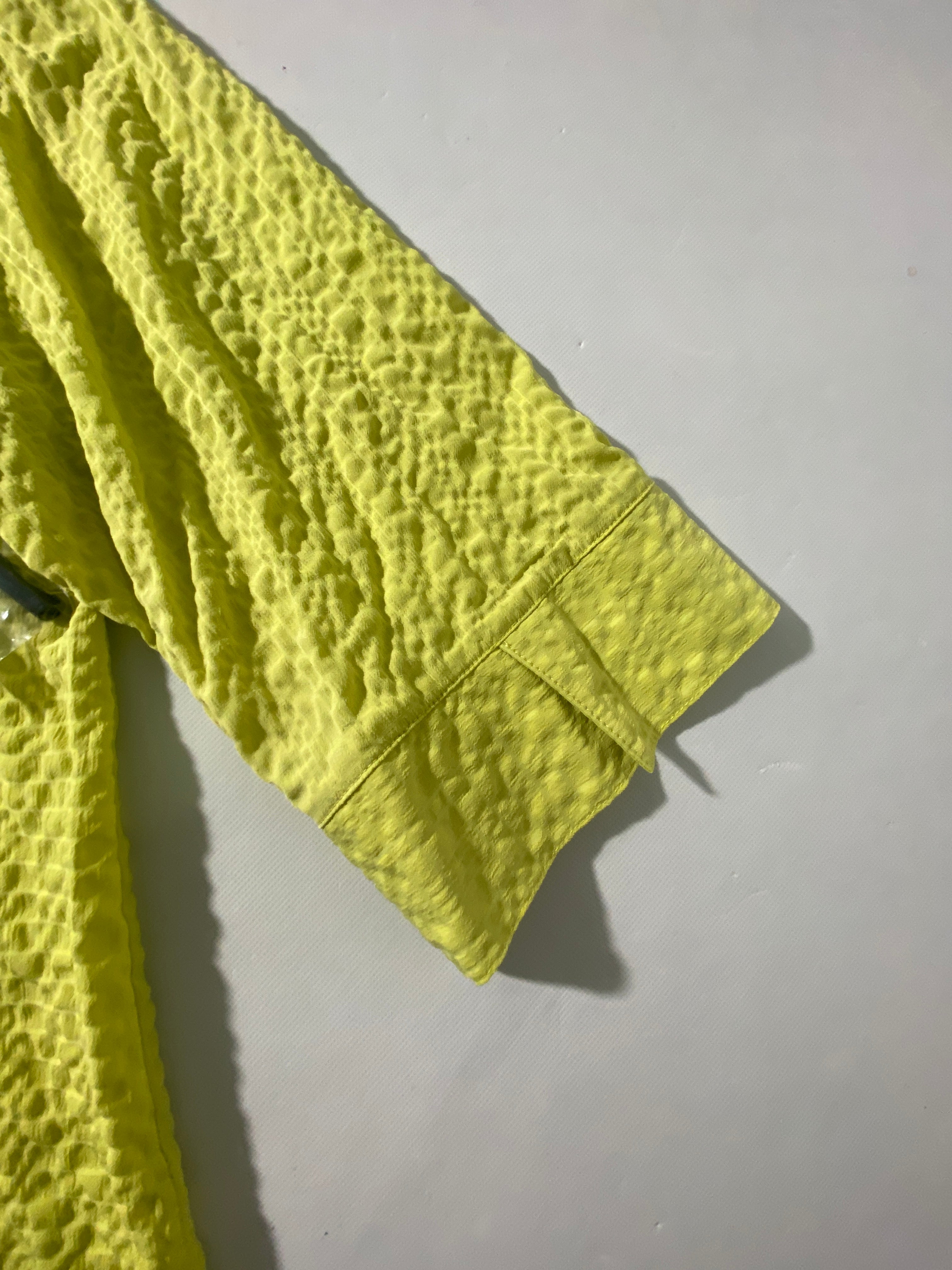 NEW Plus Size 1X Ali Miles Lime Green Textured Button Front Blouse Polyester $79
