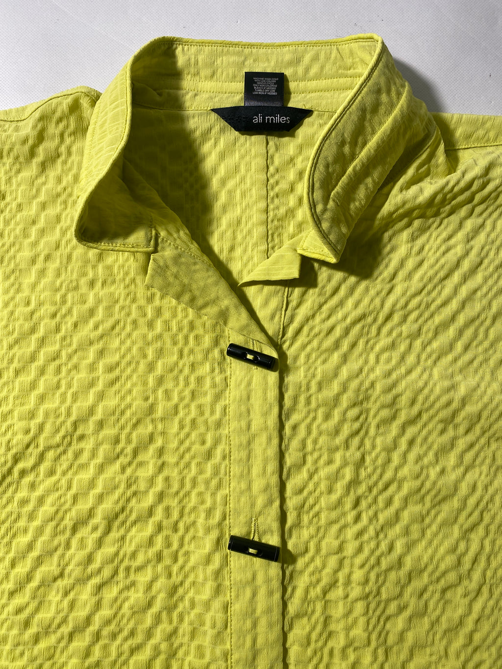 NEW Plus Size 1X Ali Miles Lime Green Textured Button Front Blouse Polyester $79