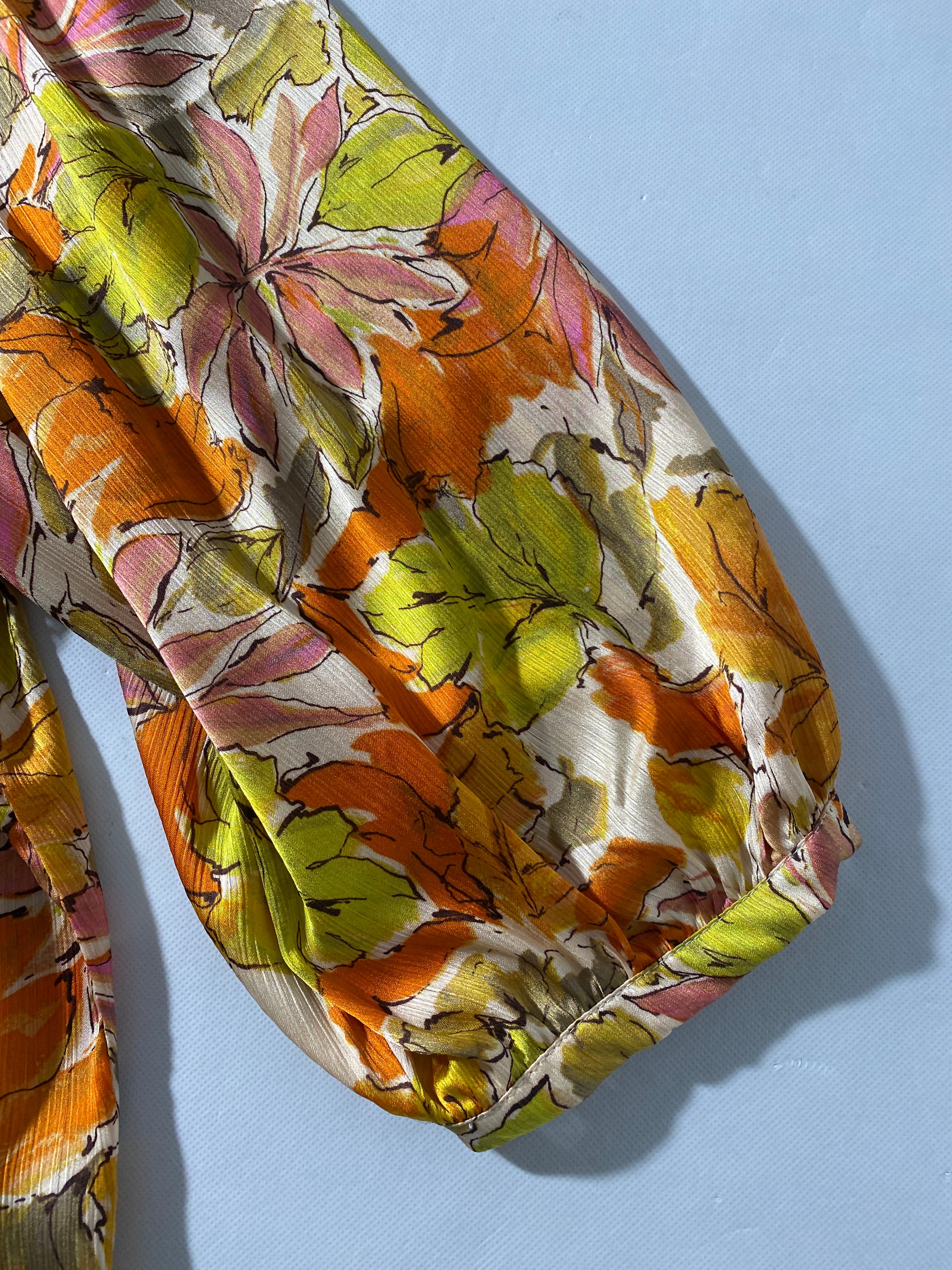 NEW Plus Size 1X Vince Camuto Split Tie Neck 3/4 Sleeve Orange Multi Blouse $89