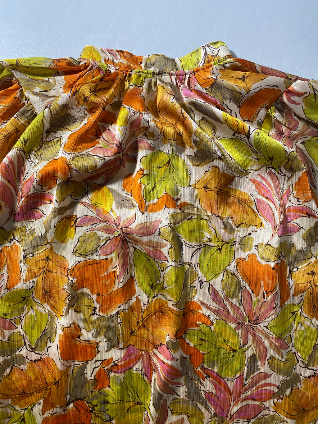 NEW Plus Size 1X Vince Camuto Split Tie Neck 3/4 Sleeve Orange Multi Blouse $89