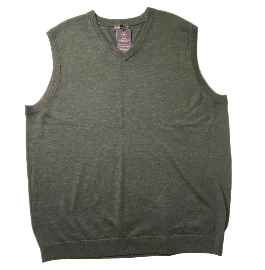 NEW Big & Tall Mens Hart Schaffner Marx Sweater Vest Merino Wool Dark Spruce $90