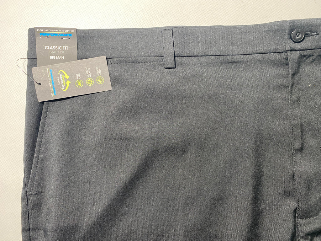NEW Size 52 Big Mens Roundtree & Yorke Performance Chino Flat Shorts 9I Caviar