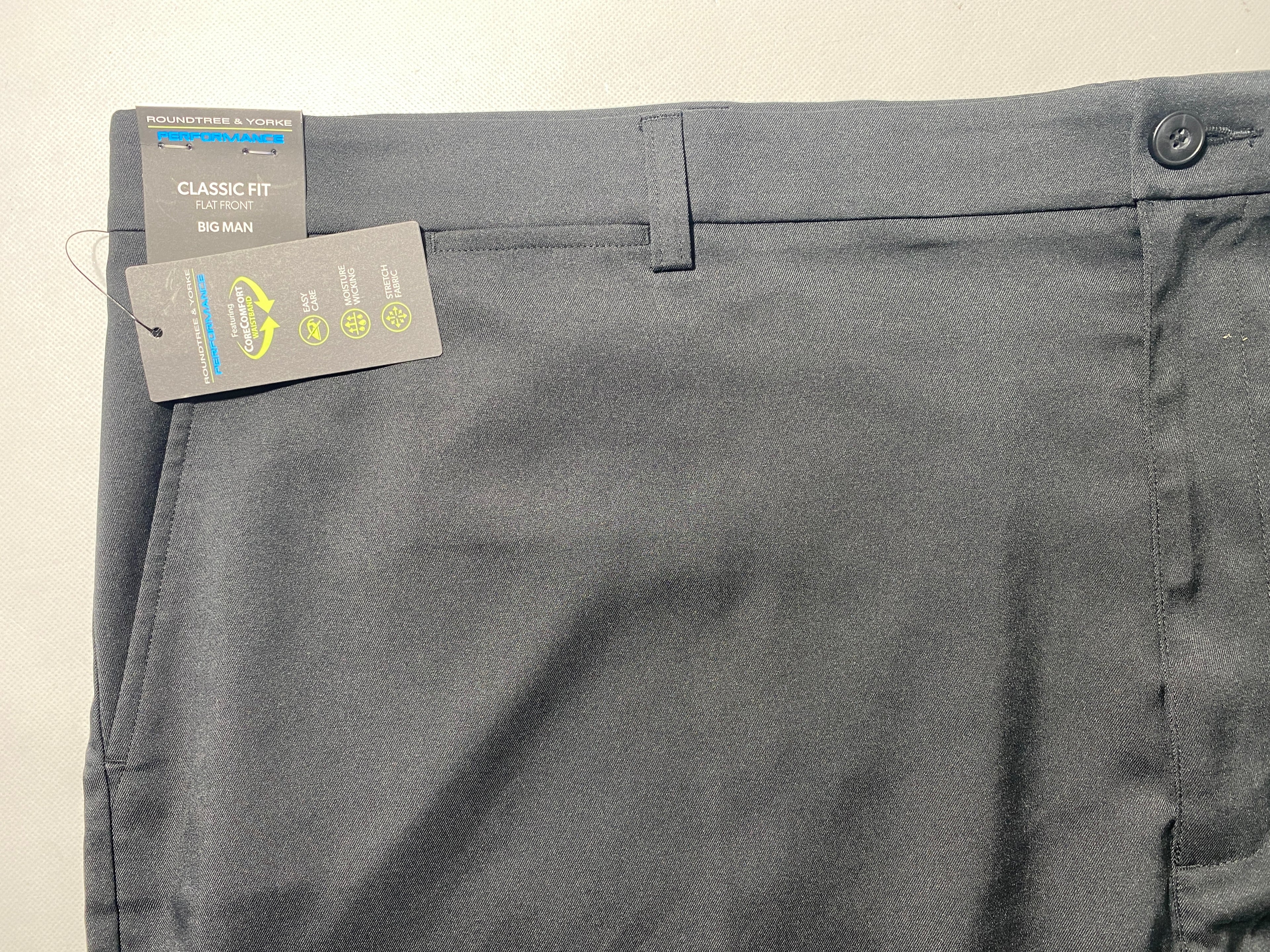 NEW Size 52 Big Mens Roundtree & Yorke Performance Chino Flat Shorts 9I Caviar