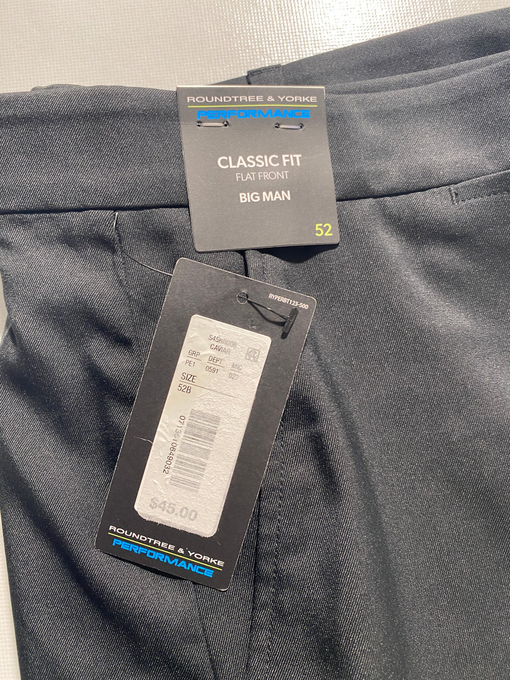 NEW Size 52 Big Mens Roundtree & Yorke Performance Chino Flat Shorts 9I Caviar