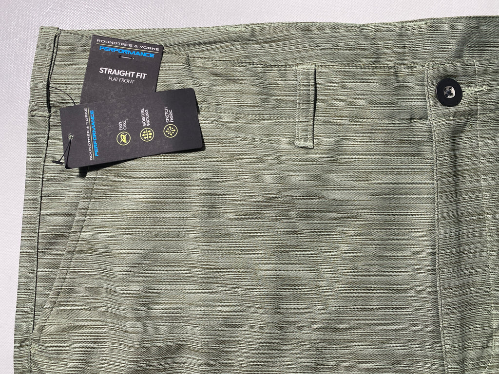 NEW Size 42 Mens Roundtree & Yorke Performance Chino Flat Shorts 9"I Olive $50