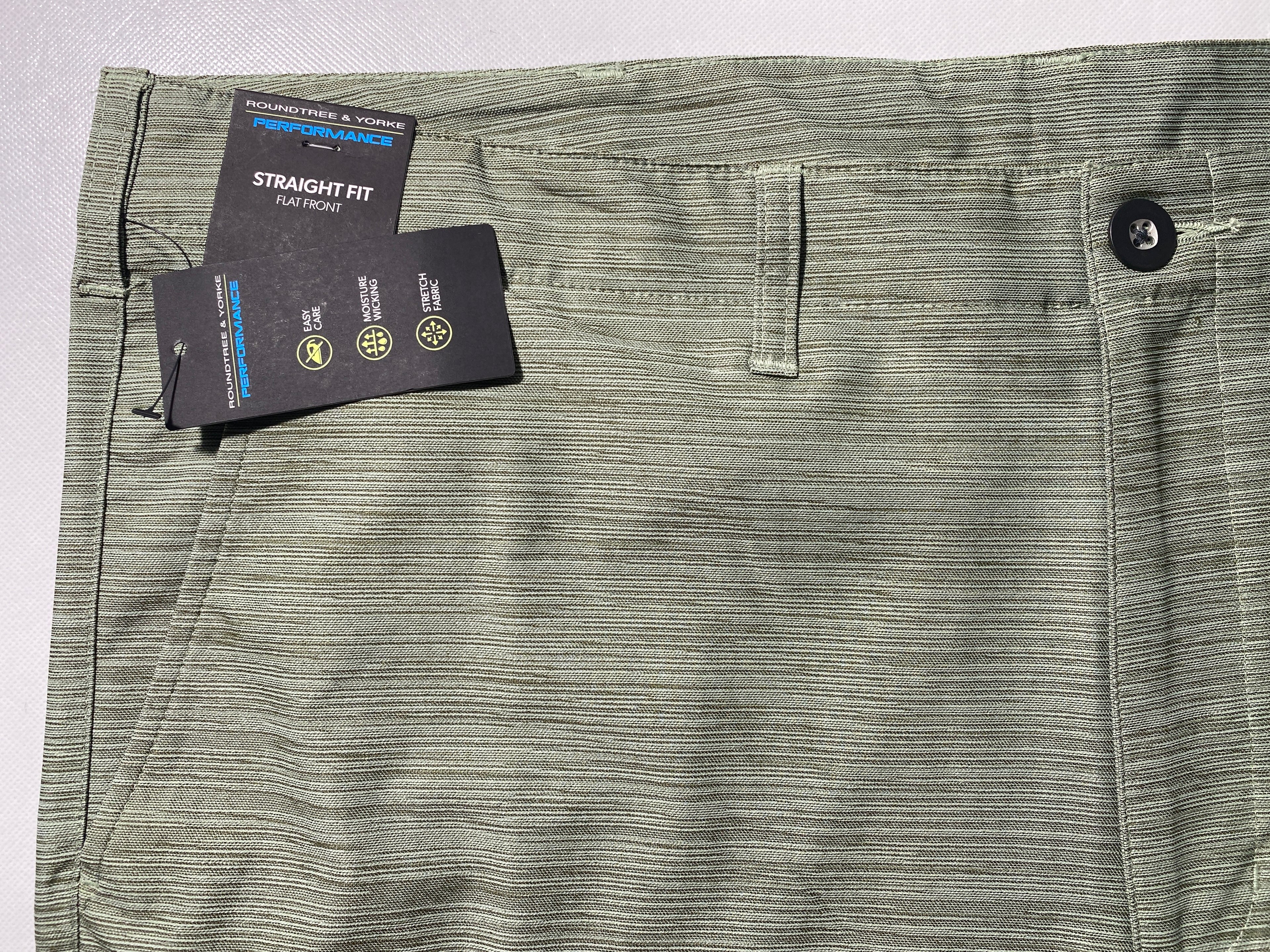 NEW Size 42 Mens Roundtree & Yorke Performance Chino Flat Shorts 9"I Olive $50