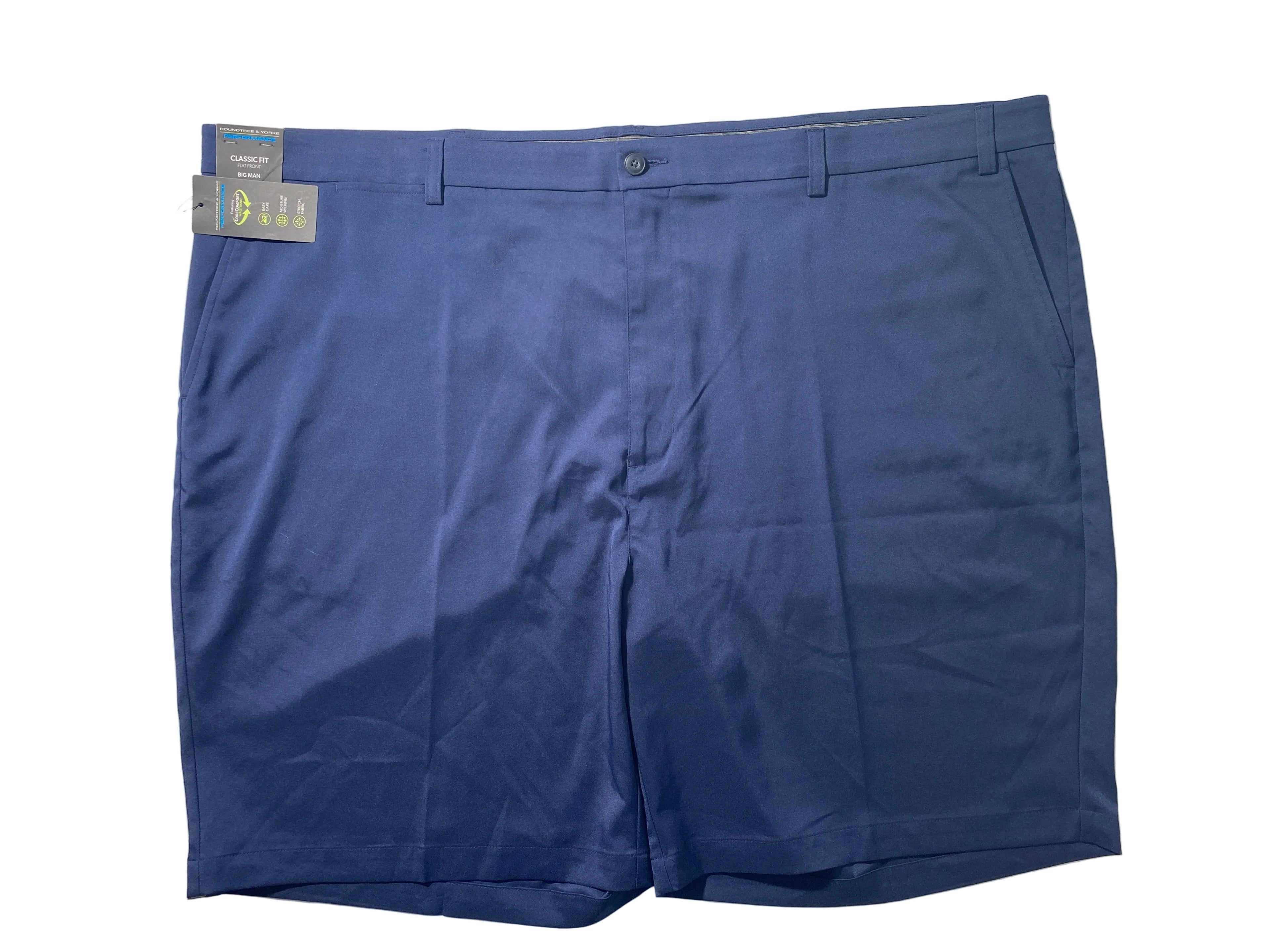 NEW Size 52 Big Mens Roundtree & Yorke Performance Chino Flat Shorts 9I Peacoat
