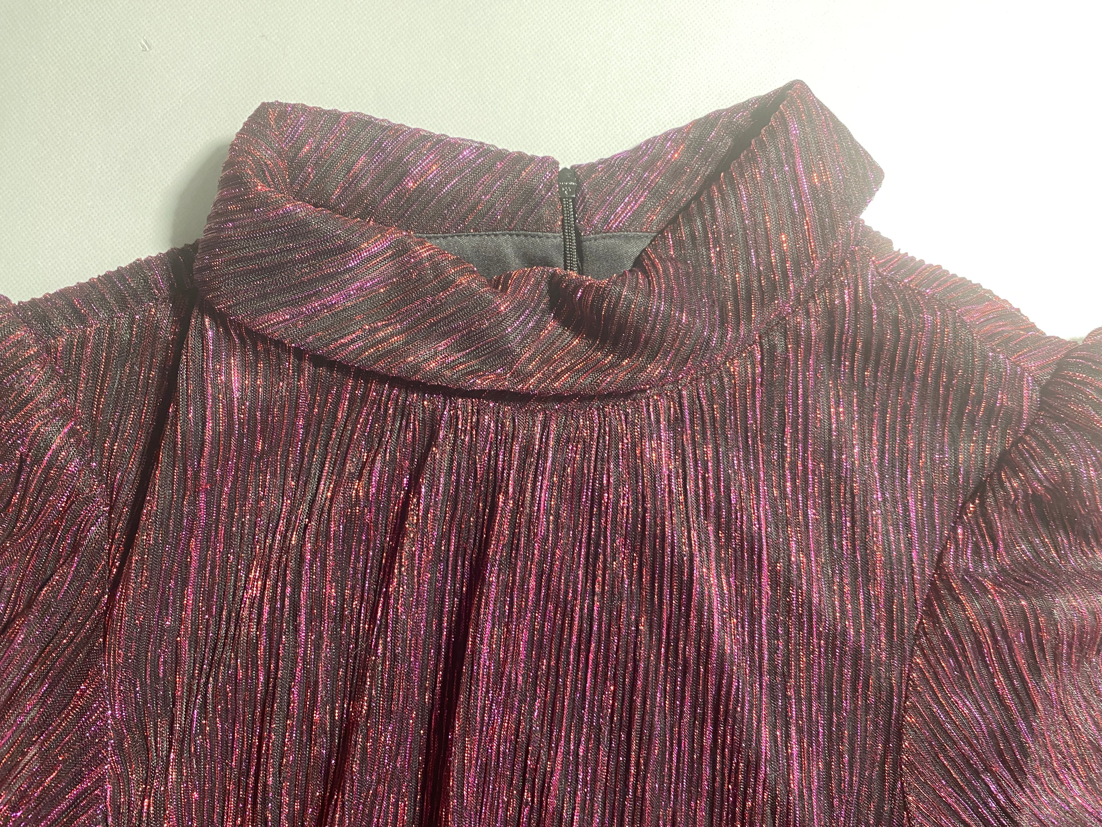 NEW Petite Size Jessica Howard Pleated Metallic Mock Neck Balloon S Belted $128