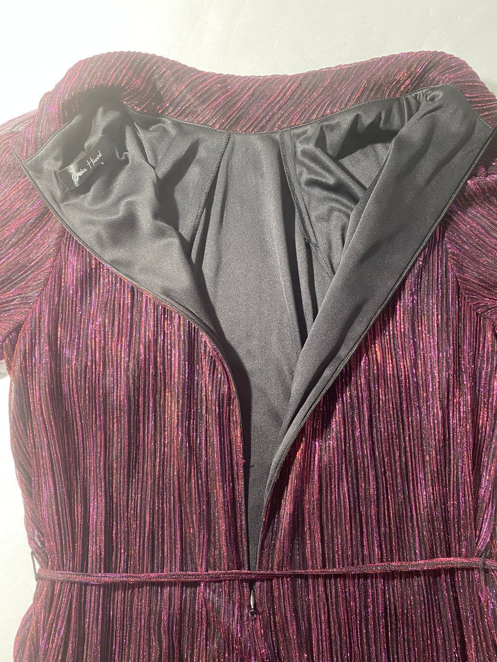 NEW Petite Size Jessica Howard Pleated Metallic Mock Neck Balloon S Belted $128