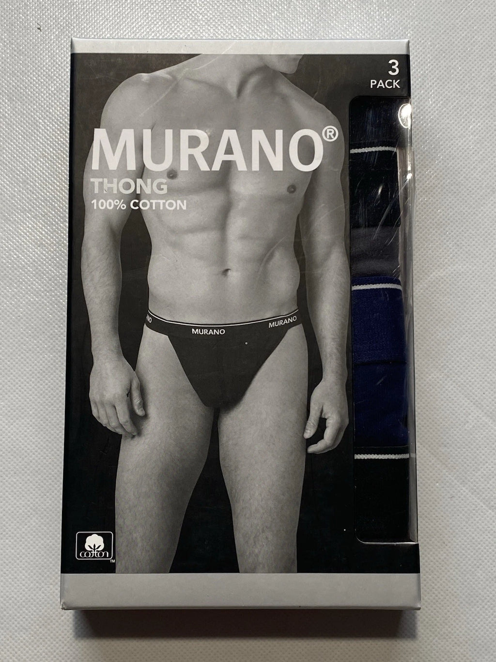 NEW Men's Murano 100% Breathable Cotton Thongs 3 Pack Multicolor
