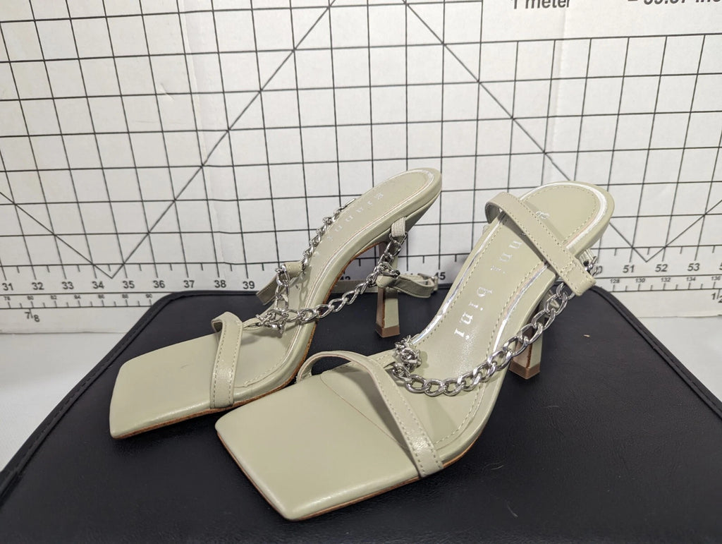 NEW Women's Gianni Bini Lukkah Chain Square Toe Stiletto Heeled Sandals