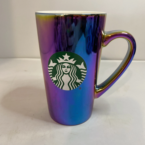 GOOD 16oz Starbucks Holiday Coffee Mug Rainbow Holographic Iridescent 2022