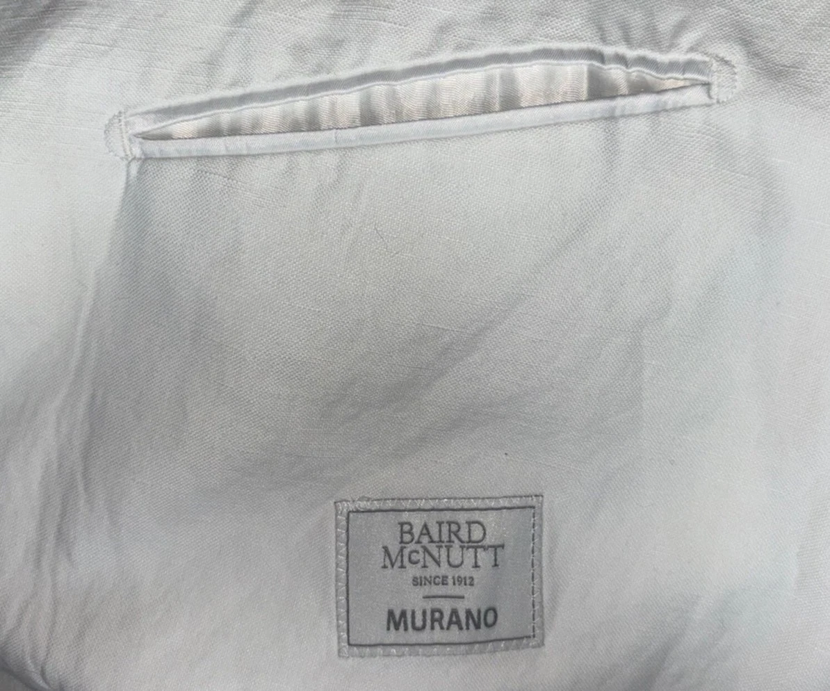 NEW Big & Tall Mens Murano Baird McNutt Slim-Fit Linen White Blazer Sports Coat