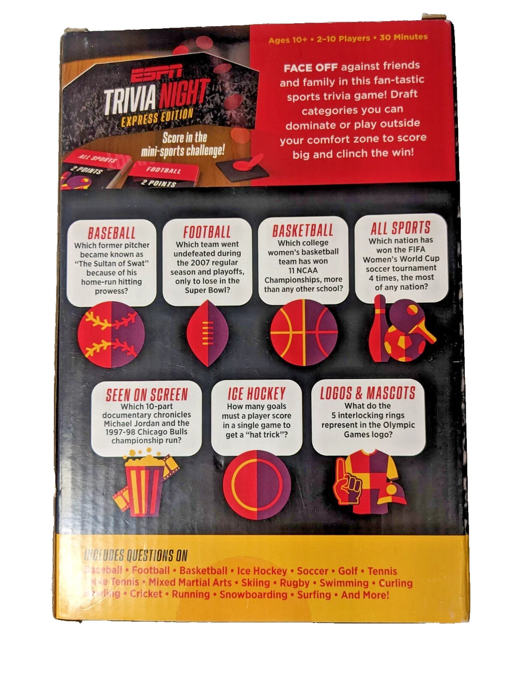 NEW- Funko Games ESPN Trivia Night Express Edition/ Trivia Game For 2-10 Players