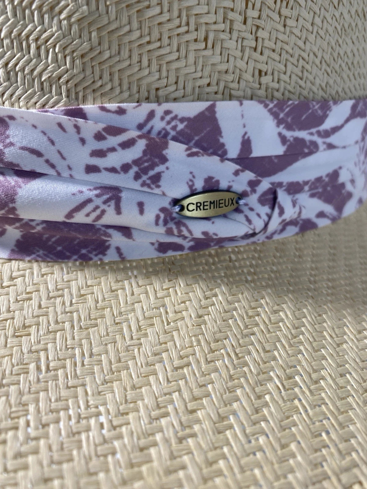 NEW with Tags Cremieux Blue Label Straw Purple Band with Logo Hat