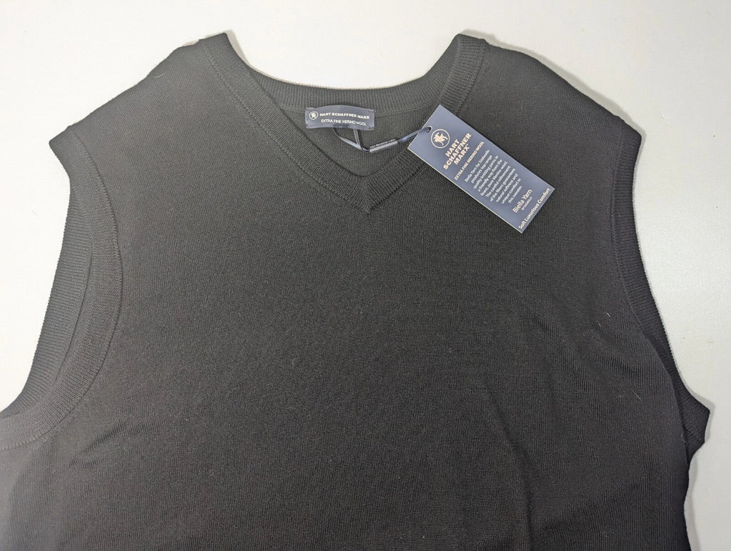 NEW- Big & Tall Mens Hart Schaffner Marx Sweater Vest Merino Wool Black $90