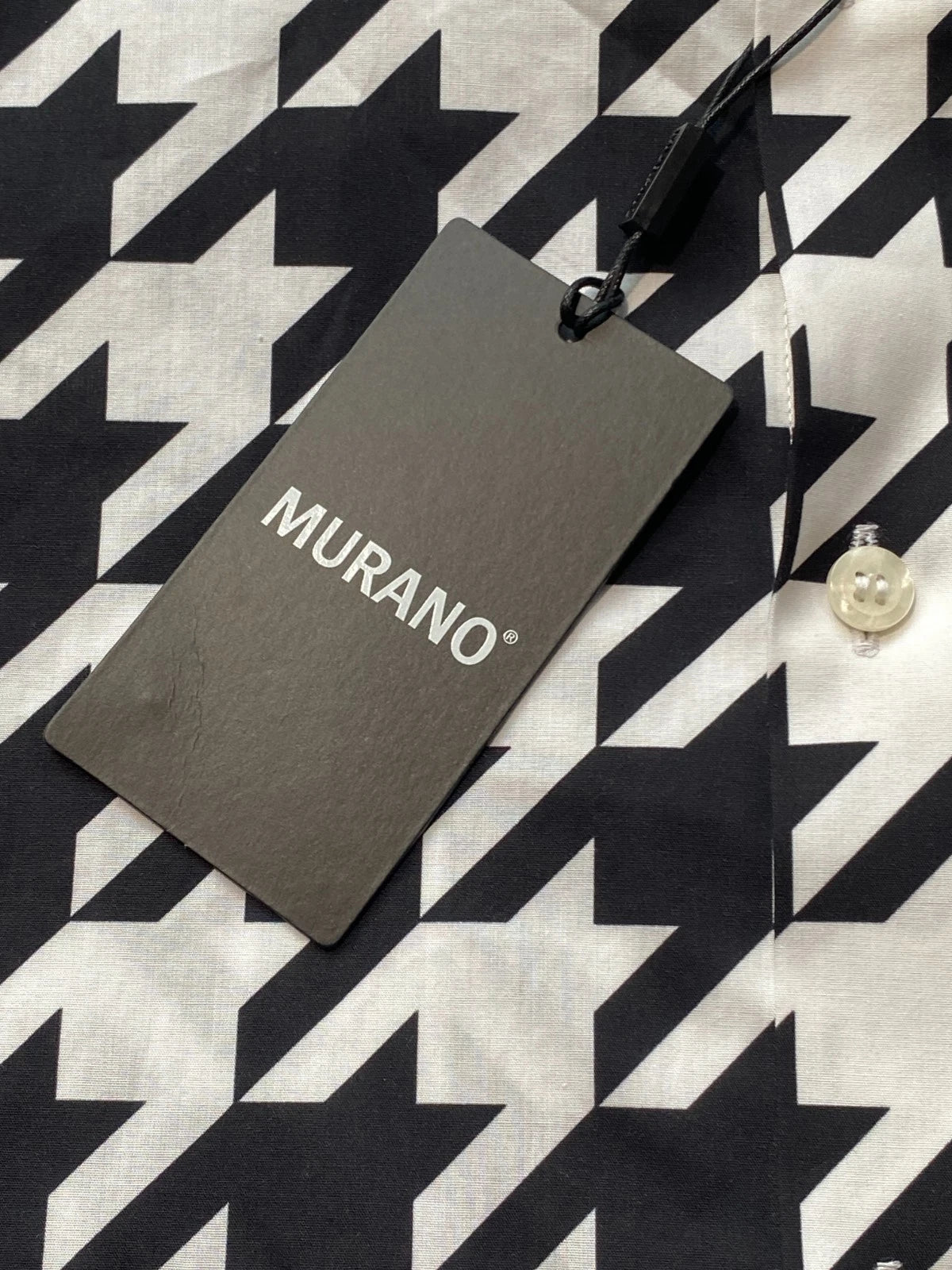 NEW Tall Mens Murano Long Sleeve Button Front Shirt Cotton White Geometric $135