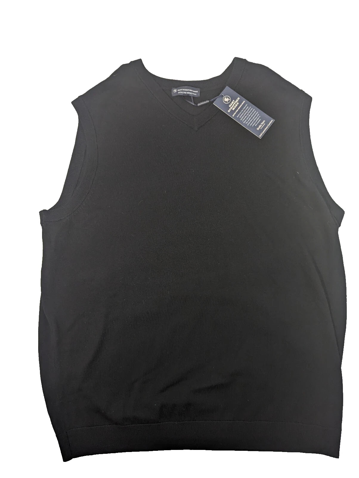 NEW- Big & Tall Mens Hart Schaffner Marx Sweater Vest Merino Wool Black $90