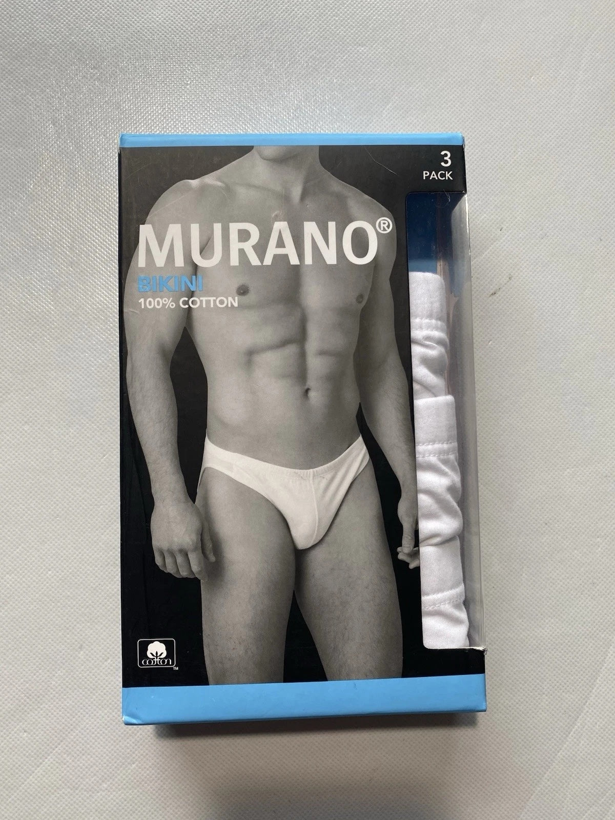 NEW Men's Murano Solid Cotton Bikini Briefs White 3 Pack