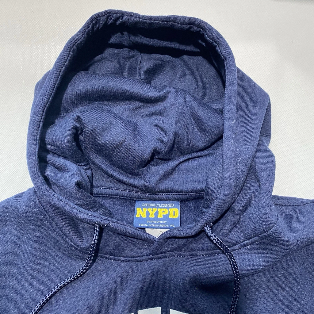 NEW Mens NYPD Sweatshirt Front Letters & Badge Hoodie Cotton Blend Navy