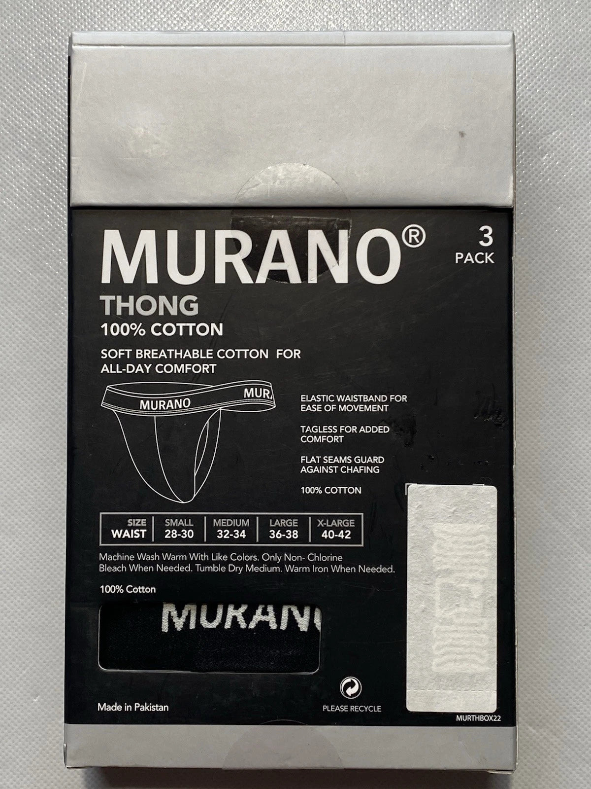 NEW Men's Murano 100% Breathable Cotton Thongs 3 Pack Multicolor