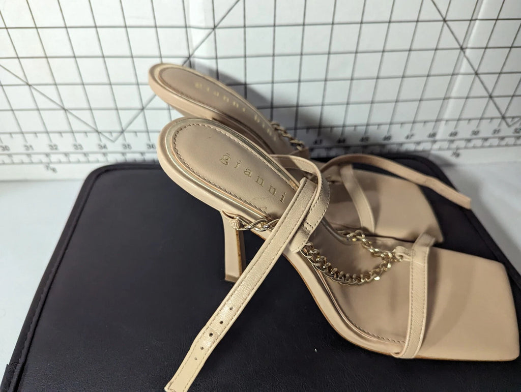 NEW Women's Gianni Bini Lukkah Chain Square Toe Stiletto Heeled Sandals