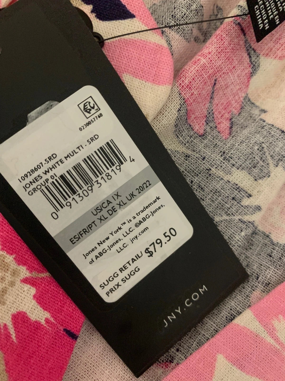 NEW Plus Size 1X Jones New York Floral-Print Linen-Blend 3/4 Sleeve Blouse $79