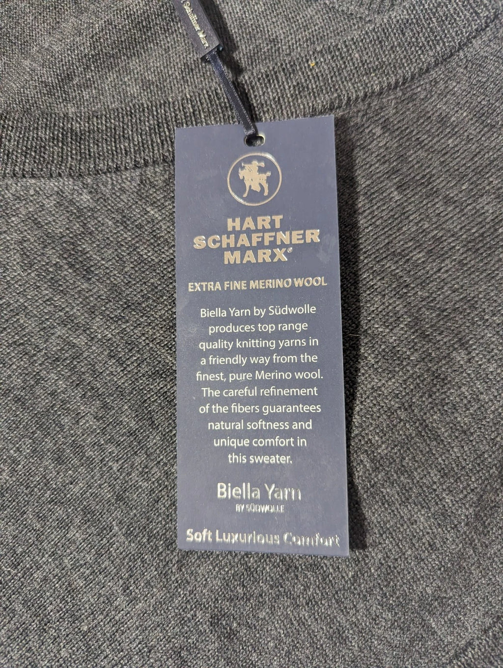 NEW- Tall Mens 2XT Hart Schaffner Marx Sweater Vest Fine Merino Wool Gray $90