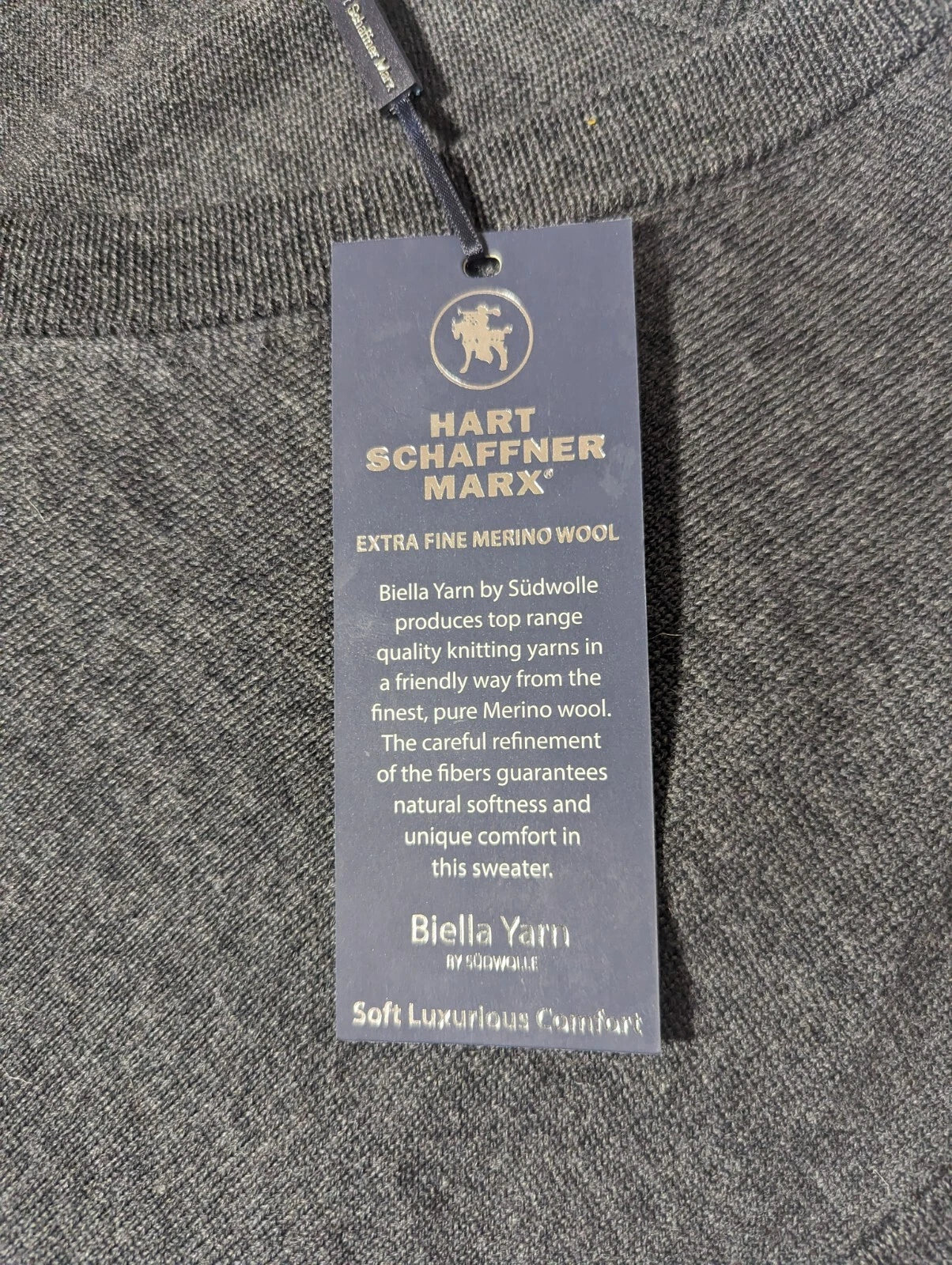 NEW- Tall Mens 2XT Hart Schaffner Marx Sweater Vest Fine Merino Wool Gray $90